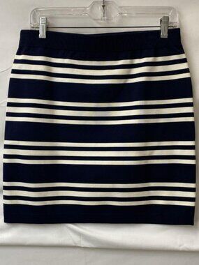 ⚓ Tory Burch Navy White Striped Resort Knit Pencil Sweater Skirt Nautical Large